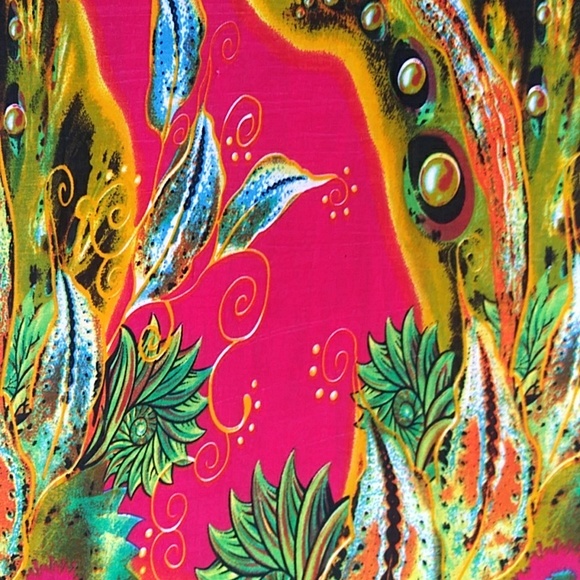 NWT Julia Silk Blend Tropical Maxi Fun Beachy Vibe Skirt S/M Red Yellow - Picture 12 of 16